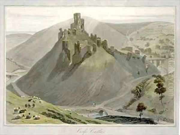 Corfe Castle Oil Painting by William Daniell RA