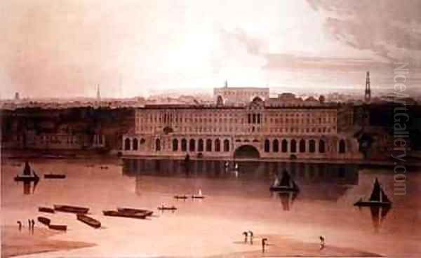 Somerset House before the Embankment Oil Painting by William Daniell RA