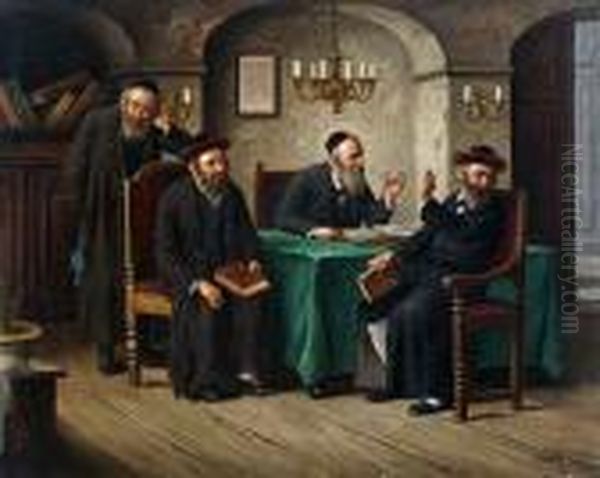 Diskussion Unter Rabbinern Oil Painting by Carl Ostersetzer