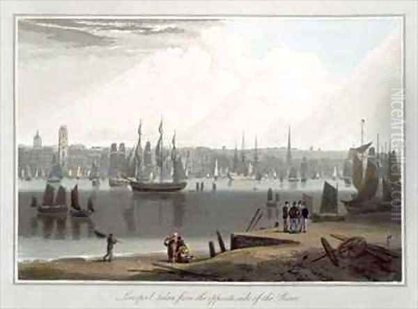 Liverpool taken from the opposite side of the river Oil Painting by William Daniell RA