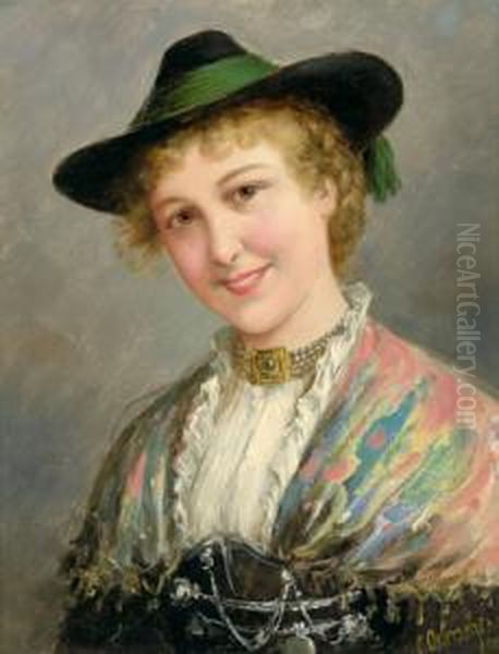 Junge Frau In Tracht Oil Painting by Carl Ostersetzer