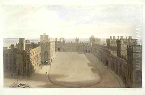 Looking onto the Quadrangle at Windsor Oil Painting by William Daniell RA