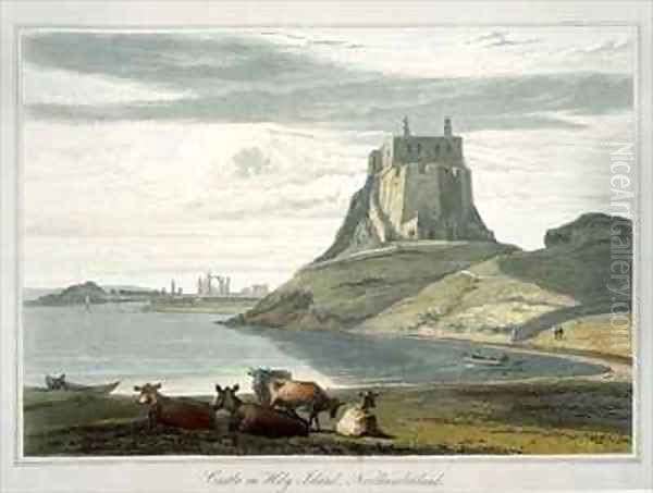 Castle on Holy Island Northumberland Oil Painting by William Daniell RA