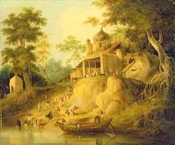 The Banks of the Ganges Oil Painting by William Daniell RA