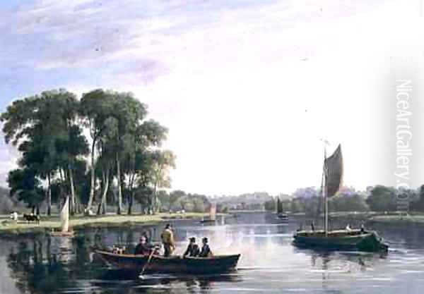 View on the Thames at Richmond Oil Painting by William Daniell RA