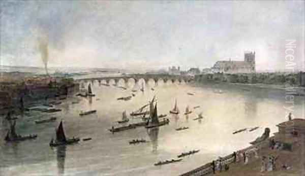 Westminster Bridge from Somerset House Oil Painting by William Daniell RA