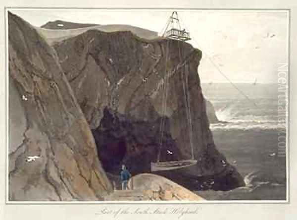 Letting down a boat from the platform at Holyhead Oil Painting by William Daniell RA