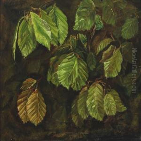 Beech Leaves Oil Painting by Otto Didrik Ottesen