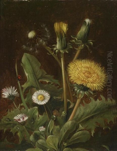 Still Life With Dandelion Oil Painting by Otto Didrik Ottesen