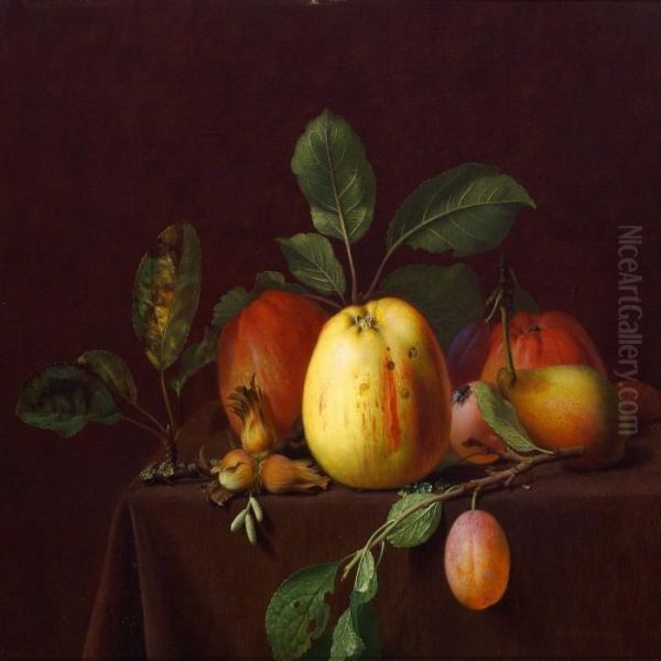 Fruit And Nuts On A Table Oil Painting by Otto Didrik Ottesen