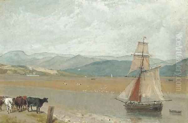 The estuary of the River Leven near Ulverston, Cumbria Oil Painting by William Daniell RA