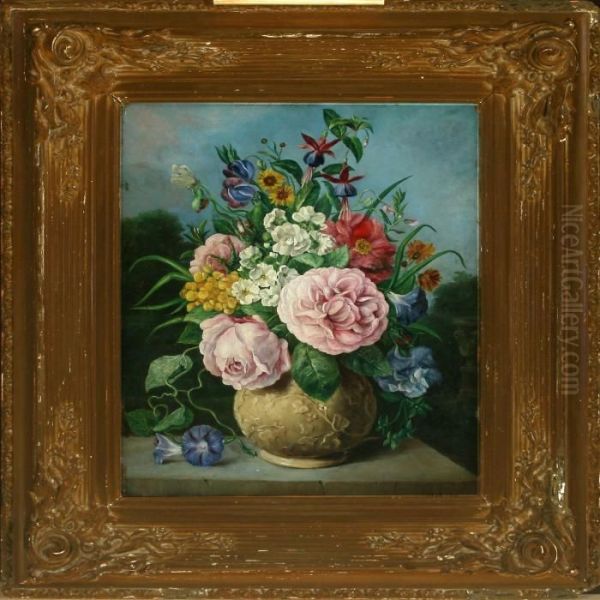 Still Life With Flowers Oil Painting by Otto Didrik Ottesen