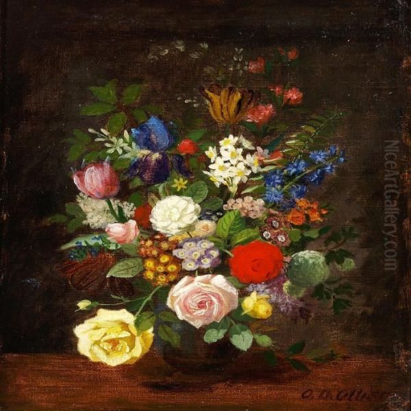 A Bunch Of Roses Oil Painting by Otto Didrik Ottesen