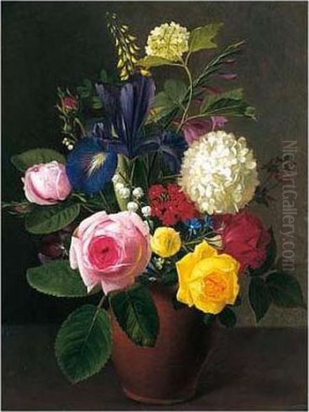 Still Life With Flowers Oil Painting by Otto Didrik Ottesen