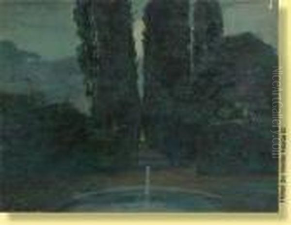 Fontaine Au Crepuscule Oil Painting by Henri Ottevaere