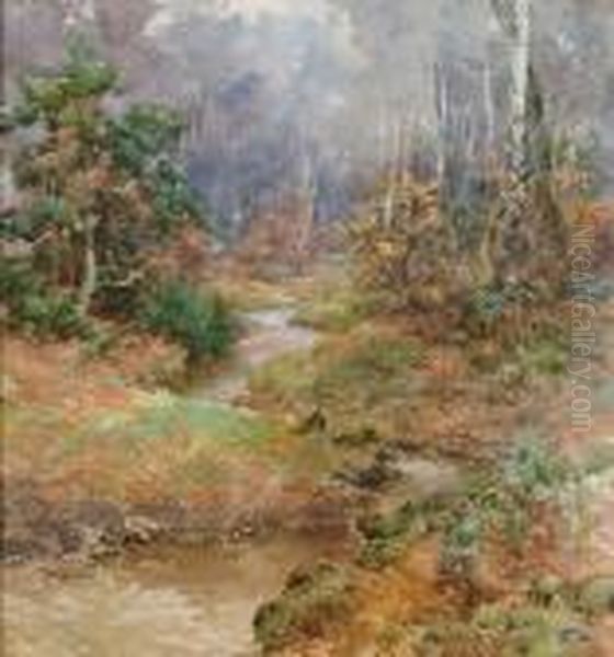 Woodland Stream Oil Painting by Benjamin John Ottewell