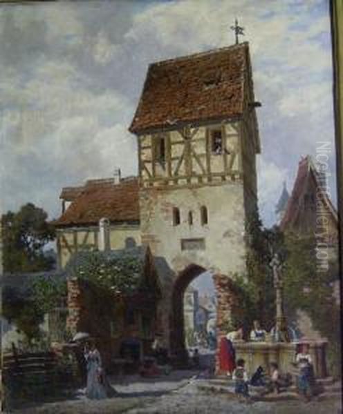 Old Door Near Frankfurt Oil Painting by Ruppert Otto Von