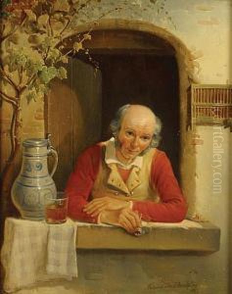 Man In De Raamopening Oil Painting by Ferdinand de Braekeleer