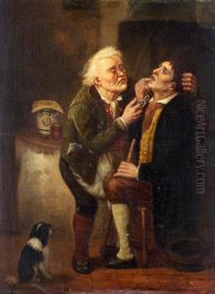 At The Dentist Oil Painting by Ferdinand de Braekeleer