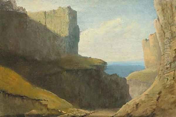 Cheddar Gorge Oil Painting by William Daniell RA