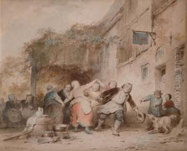 Volksfeest - Fete Populaire Oil Painting by Ferdinand de Braekeleer