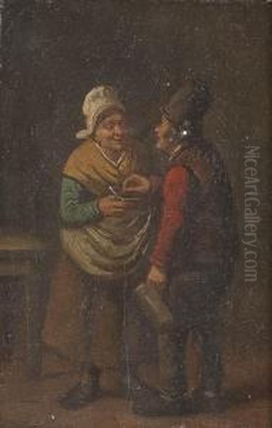 Herr Bezahlt Sein Bier Bei Der Wirtin Oil Painting by Ferdinand de Braekeleer