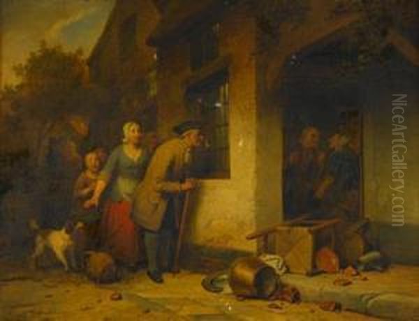 The Nosy Neighbors Oil Painting by Ferdinand de Braekeleer