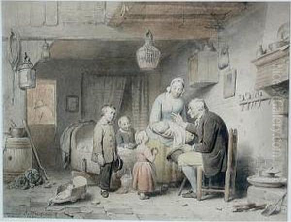 A Visit From Grandfather Oil Painting by Ferdinand de Braekeleer