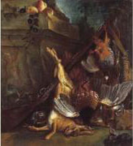 Trophee De Chasse Pres D'un Bas-relief Sculpte Oil Painting by Jacques Charles Oudry