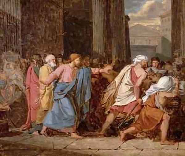 Jesus Driving the Merchants from the Temple Oil Painting by Jean-Germain Drouais