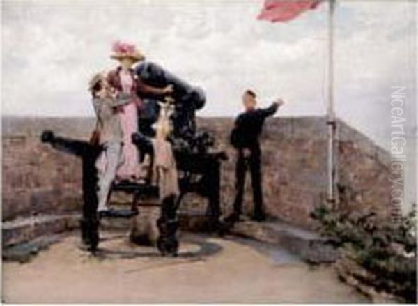 La Visite Du Fort, Circa 1880 Oil Painting by Pierre Outin