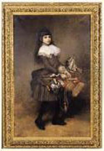 Suzanne Et Son Panier De Joujoux Oil Painting by Pierre Outin