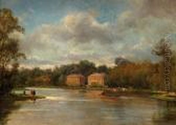 Le Lac De Vincennes Oil Painting by Pierre Justin Ouvrie