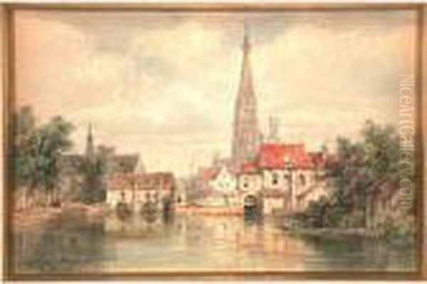 Bruges Oil Painting by Pierre Justin Ouvrie