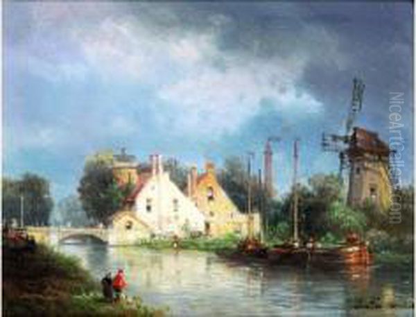 Les Moulins Oil Painting by Pierre Justin Ouvrie