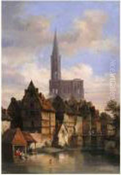  Strasbourg, La Petite France  Oil Painting by Pierre Justin Ouvrie