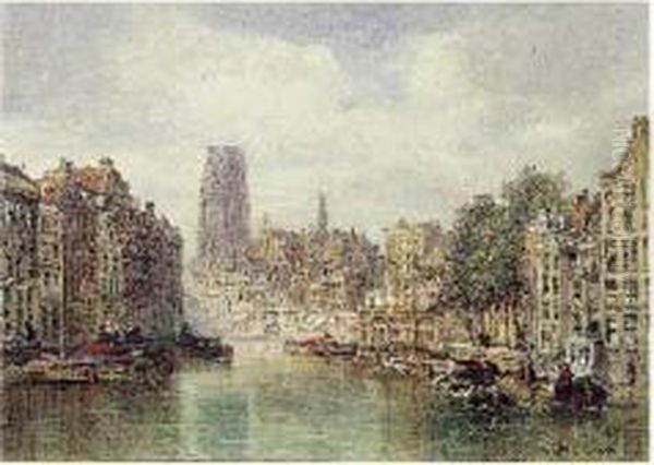 Vue Presumee De Dordrecht Oil Painting by Pierre Justin Ouvrie