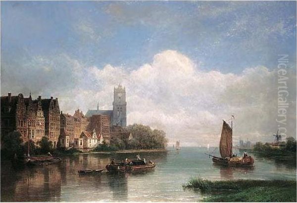 Un Capriccio De Dordrecht Oil Painting by Pierre Justin Ouvrie