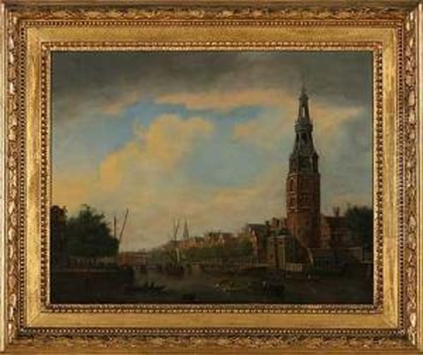 Der Montelbaanstoren Zu Amsterdam Oil Painting by Isaak Ouwater