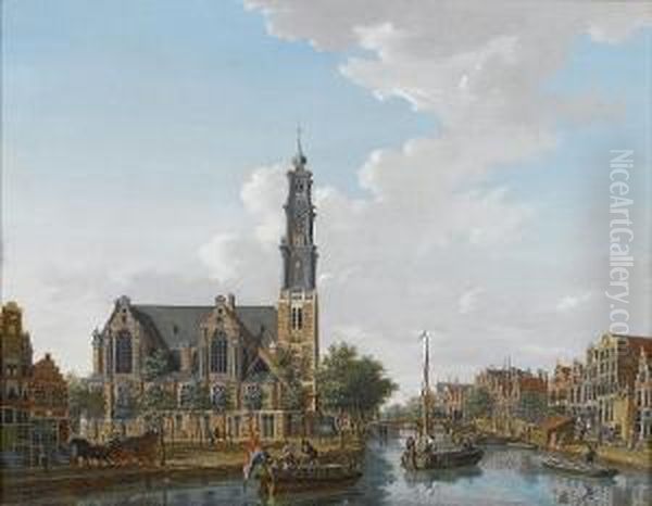 A View Of The Westerkerk, Amsterdam Oil Painting by Isaak Ouwater