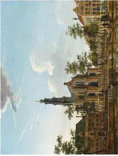 A View Of The Westerkerk Seen From Across The Keizersgracht, Amsterdam Oil Painting by Isaak Ouwater