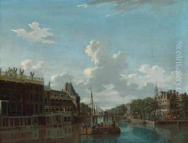 View Of The Kloveniersburgwal In Amsterdam Oil Painting by Isaak Ouwater