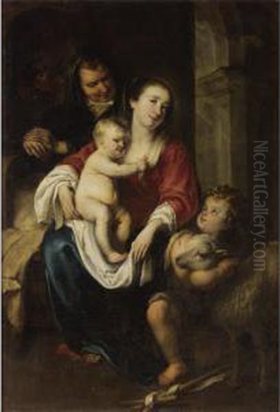 The Virgin And Child With Saint Anne And The Infant Saint John The Baptist Oil Painting by Jurgen Ovens