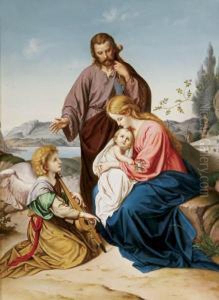 The Holy Family With Musical Angel Oil Painting by Johann Friedrich Overbeck