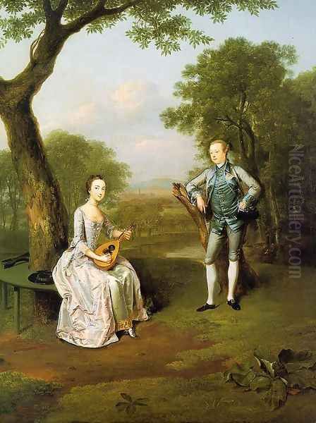 Sir Nathaniel and Lady Caroline Curzon 1754 Oil Painting by Arthur Devis