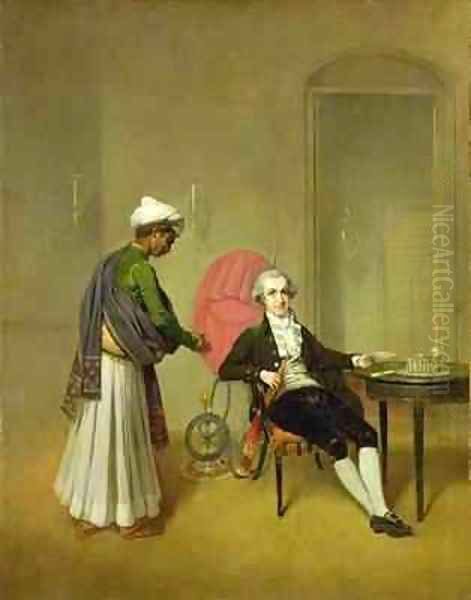 A Gentleman possibly William Hickey and his Indian Servant Oil Painting by Arthur Devis