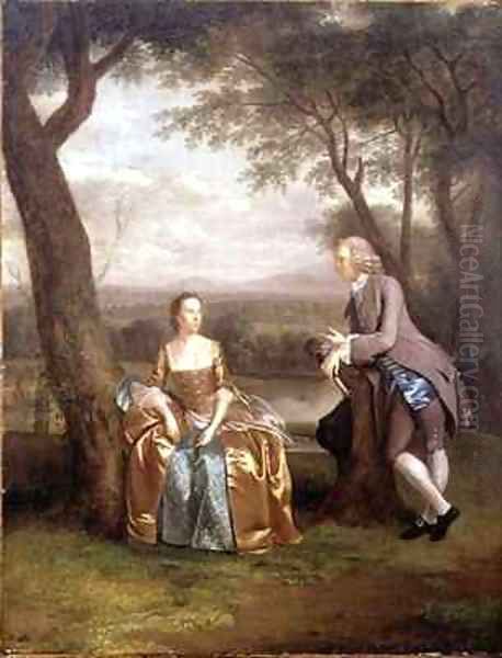 Portrait of a Couple possibly Daniel and Mary Swaine of Leverington Hall Isle of Ely Cambridgeshire Oil Painting by Arthur Devis