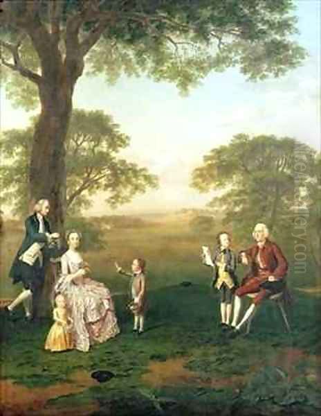 The Clavey Family in their garden at Hampstead Oil Painting by Arthur Devis