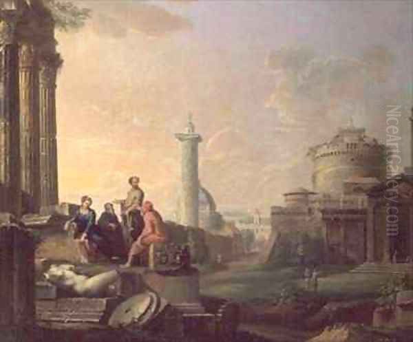 An Architectural Capriccio Oil Painting by Arthur Devis