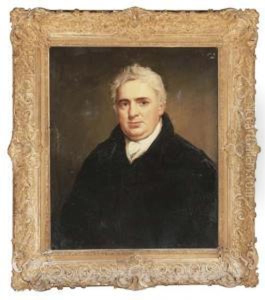 Portrait Of Emmanuel Aller, Bust-length, In A Black Coat And White Cravat Oil Painting by William Owen